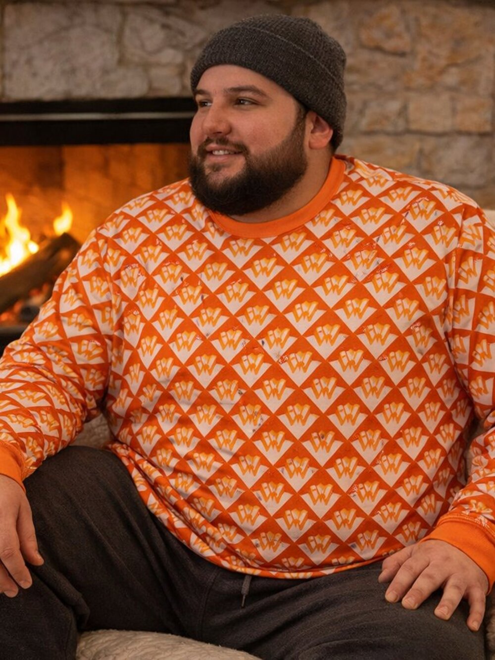 Whataburger Orange Graphic Print Pajama Long Sleeve Lounge Top, 3XL